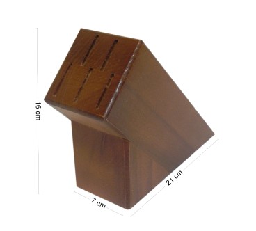 Wooden Knife Block – Beech Wood Countertop Holder for 5 Knives – Dark Brown Lacquered Finish