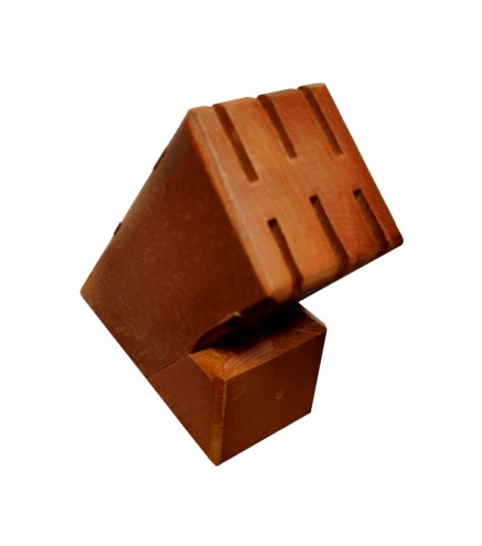 Beech Wood Knife Block with 6 Slots – Orange Finish