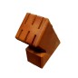 Beech Wood Knife Block with 6 Slots – Lacquered Orange Finish 18x7x15 cm