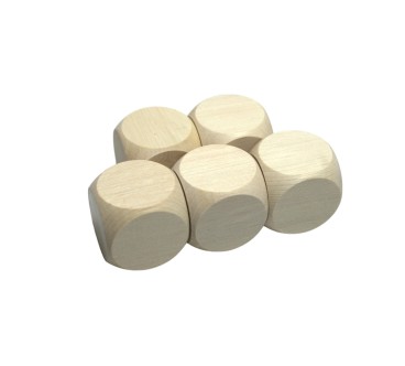Raw Wooden Dice Set 5 pcs – Beech Wood 2 cm Cubes