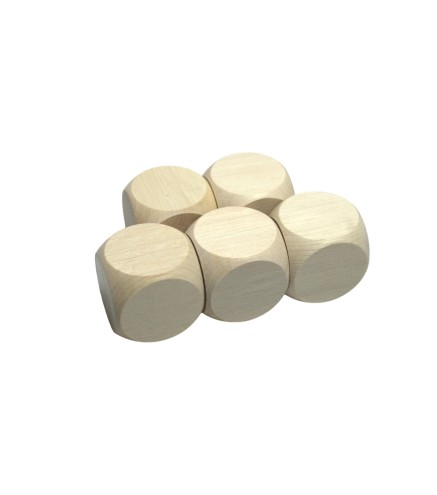Raw Wooden Dice Set 5 pcs – Beech Wood 2 cm Cubes