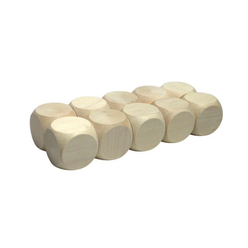Raw Beech Wood Dice Set of 10 – 2 cm Blank Wooden Cubes for DIY, Crafts & Games