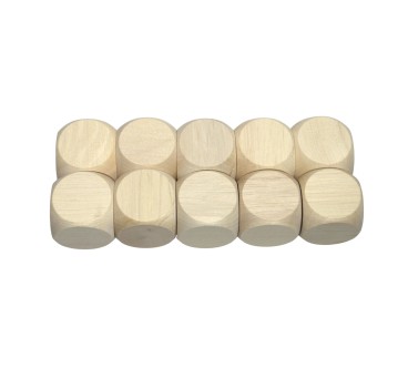 Raw Wooden Dice Set 10 pcs – Beech Wood 2 cm Cubes