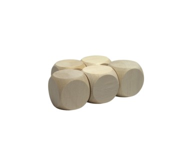 Raw Wooden Dice Set 5 pcs – Beech Wood 3 cm Cubes