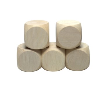 Raw Wooden Dice Set 5 pcs – Beech Wood 3 cm Cubes