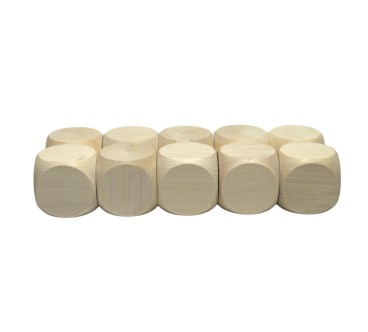 Raw Wooden Dice Set 10 pcs – Beech Wood 3 cm Cubes