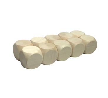 Raw Wooden Dice Set 10 pcs – Beech Wood 3 cm Cubes
