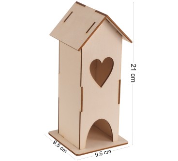 Wooden Tea House – Heart Cut-Out – Tea Bag Holder - Tea box