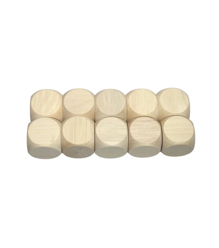 Raw Wooden Dice Set 10 pcs – Beech Wood 3 cm Cubes