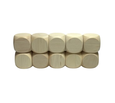Raw Wooden Dice Set 10 pcs – Beech Wood 3 cm Cubes