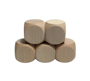 Raw Wooden Dice Set 5 pcs – Beech Wood 4 cm Cubes