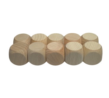 Raw Wooden Dice Set 10 pcs – Beech Wood 4 cm Cubes