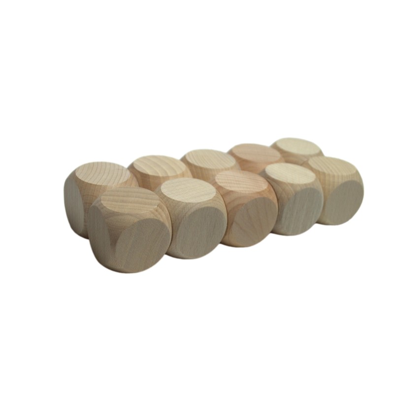 Raw Beech Wood Dice Set of 10 – 4 cm Blank Wooden Cubes for DIY, Crafts & Games