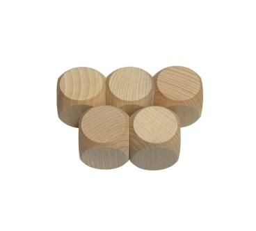 Wooden Beech Dice 6 cm Set of 5 – Raw DIY Gaming Cubes