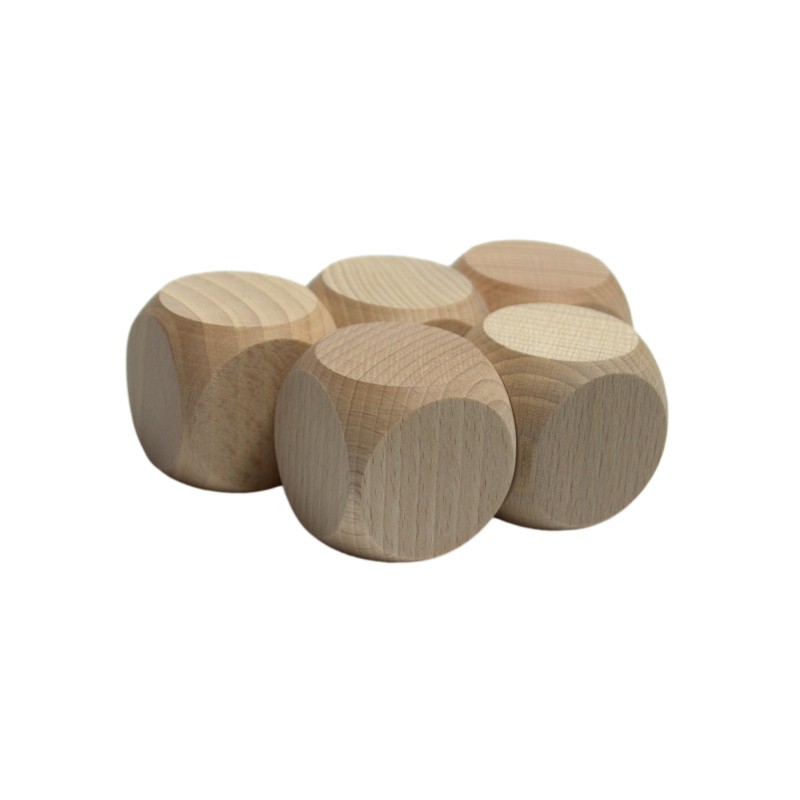 Set of 5 Beech Wood Dice 6 cm – Raw Unfinished Gaming & DIY Cubes Set of 5 Beech Wood Dice 6 cm – Raw Unfinished Gaming & DIY Cubes
