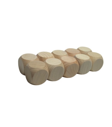 Wooden Beech Dice 6 cm Set of 10 – Raw DIY Gaming Cubes