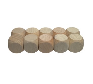 Wooden Beech Dice 6 cm Set of 10 – Raw DIY Gaming Cubes