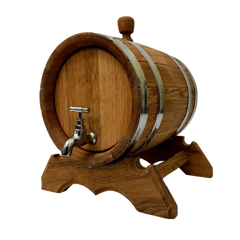 Oak Barrel with Stand and Tap – 6L Beverage Dispenser for Wine, Whiskey & Spirits Oak Barrel with Stand and Tap – 6L Beverage Dispenser for Wine, Whiskey & Spirits