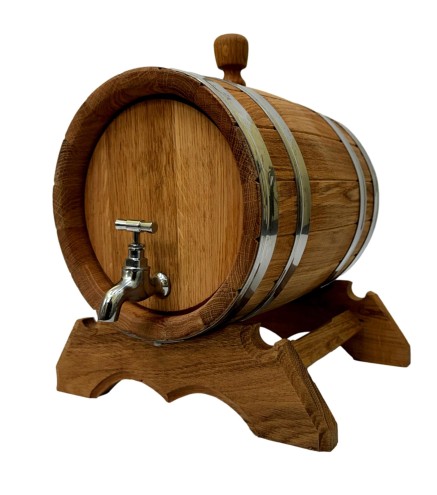 Wooden World Oak Barrel with Tap & Stand – 6L Beverage Dispenser