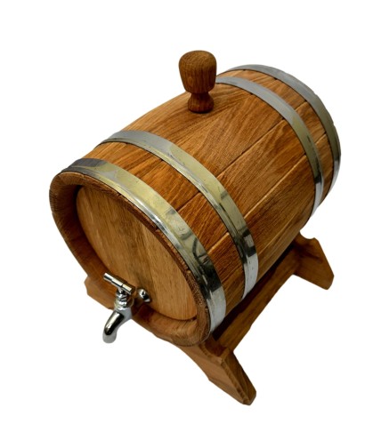 Oak Barrel with Stand and Tap – 10L Beverage Dispenser for Wine, Whiskey & Spirits