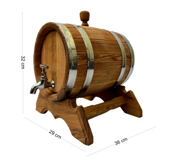 Wooden World Oak Barrel with Tap & Stand – 10L Beverage Dispenser