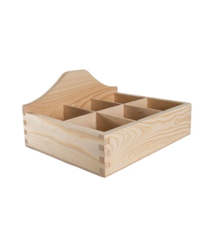 Wooden Tea and Cutlery Organizer – 6 Compartments - Tea Box