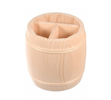 Wooden World Pine Barrel Organizer – 3 Compartments 17x16 cm