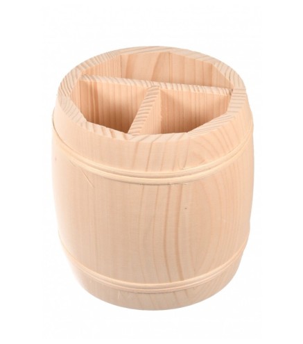 Wooden World Pine Barrel Organizer – 3 Compartments 17x16 cm
