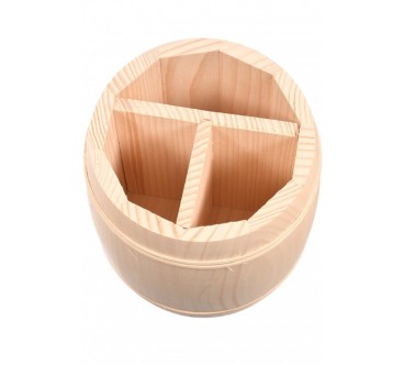 Wooden World Pine Barrel Organizer – 3 Compartments 17x16 cm