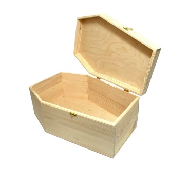 Large wooden coffin-shaped box 58cm Halloween