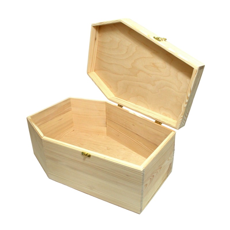 Wooden World large wooden coffin-shaped box Halloween decorative storage 58cm Wooden World large wooden coffin-shaped box Halloween decorative storage 58cm