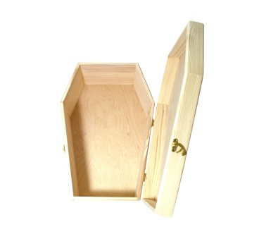 Large wooden coffin-shaped box 58cm Halloween