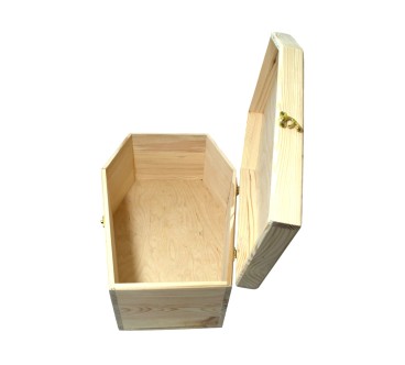 Large wooden coffin-shaped box 58cm Halloween
