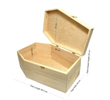 Wooden World large wooden coffin-shaped box Halloween decorative storage 58cm