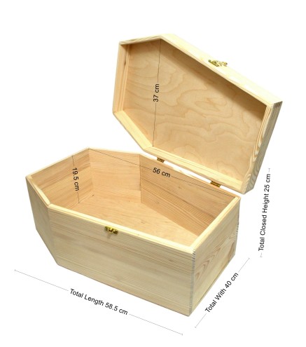 Wooden World large wooden coffin-shaped box Halloween decorative storage 58cm