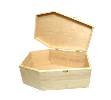 Large wooden coffin-shaped box 58cm Halloween