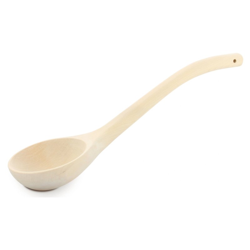 Wooden World - Hand-Carved Linden Wood Sauna Ladle 41 cm, Unfinished Wooden Water Scoop