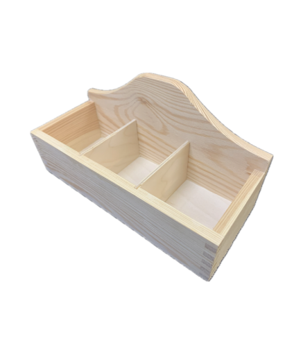 Wooden Tea and Cutlery Organizer – 3 Compartments - Tea Box
