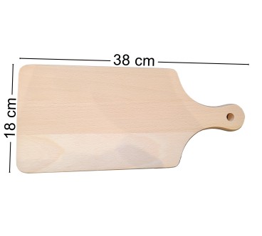 Beech Wood Cutting Board with Handle – 38x18 cm – Kitchen & Serving Board