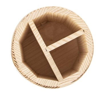 Wooden World Burnt Pine Barrel Organizer – 3 Compartments 17x16 cm