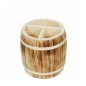 Burnt Pine Wood Barrel Organizer with 3 Compartments – 17x16 cm