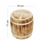 Burnt Pine Wood Barrel Organizer with 3 Compartments – 17x16 cm
