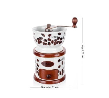 Wooden World manual coffee grinder 20 cm ceramic and wood vintage style