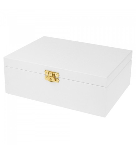 White Wooden Tea Box – 6 Compartments – Metal Clasp