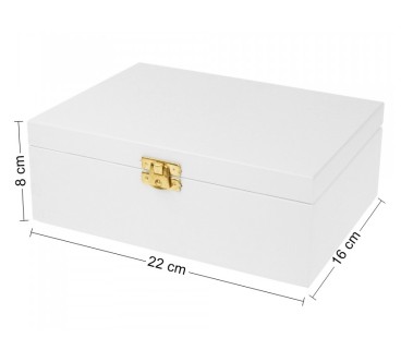 White Wooden Tea Box – 6 Compartments – Metal Clasp