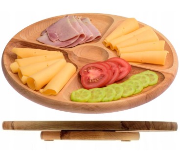Round beech Lazy Susan 33cm with 5 compartments - Beech Wood