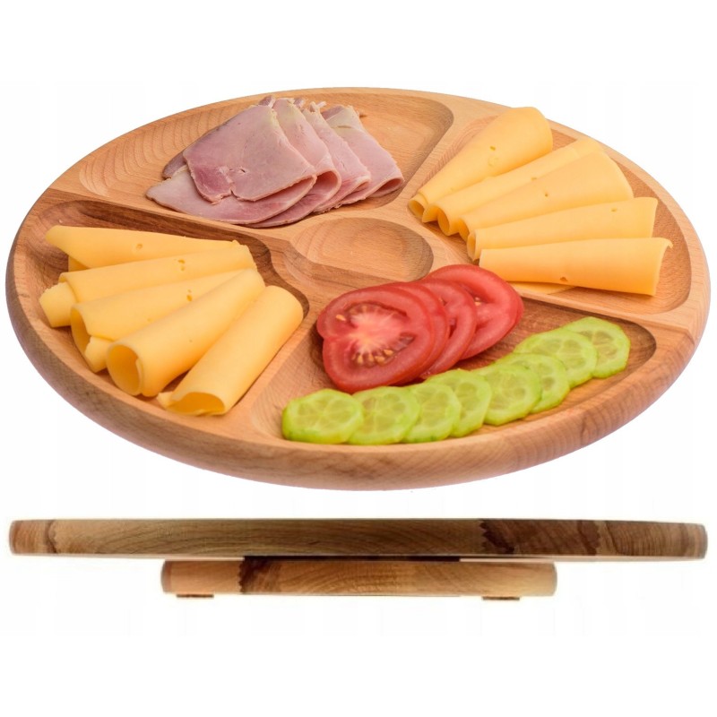 Wooden World round beech Lazy Susan serving board 33cm with 5 compartments Wooden World round beech Lazy Susan serving board 33cm with 5 compartments