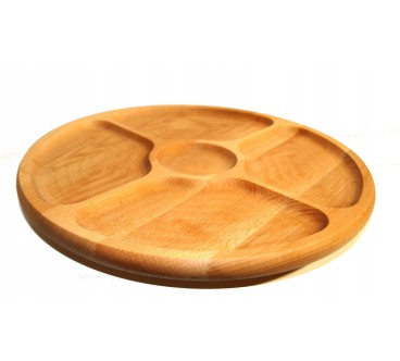 Round beech Lazy Susan 33cm with 5 compartments - Beech Wood