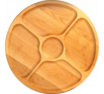 Round beech Lazy Susan 33cm with 5 compartments - Beech Wood