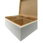 White Wooden Tea Box – 6 Equal Compartments – Painted Pine Storage for Tea, Spices, Jewellery or Gifts